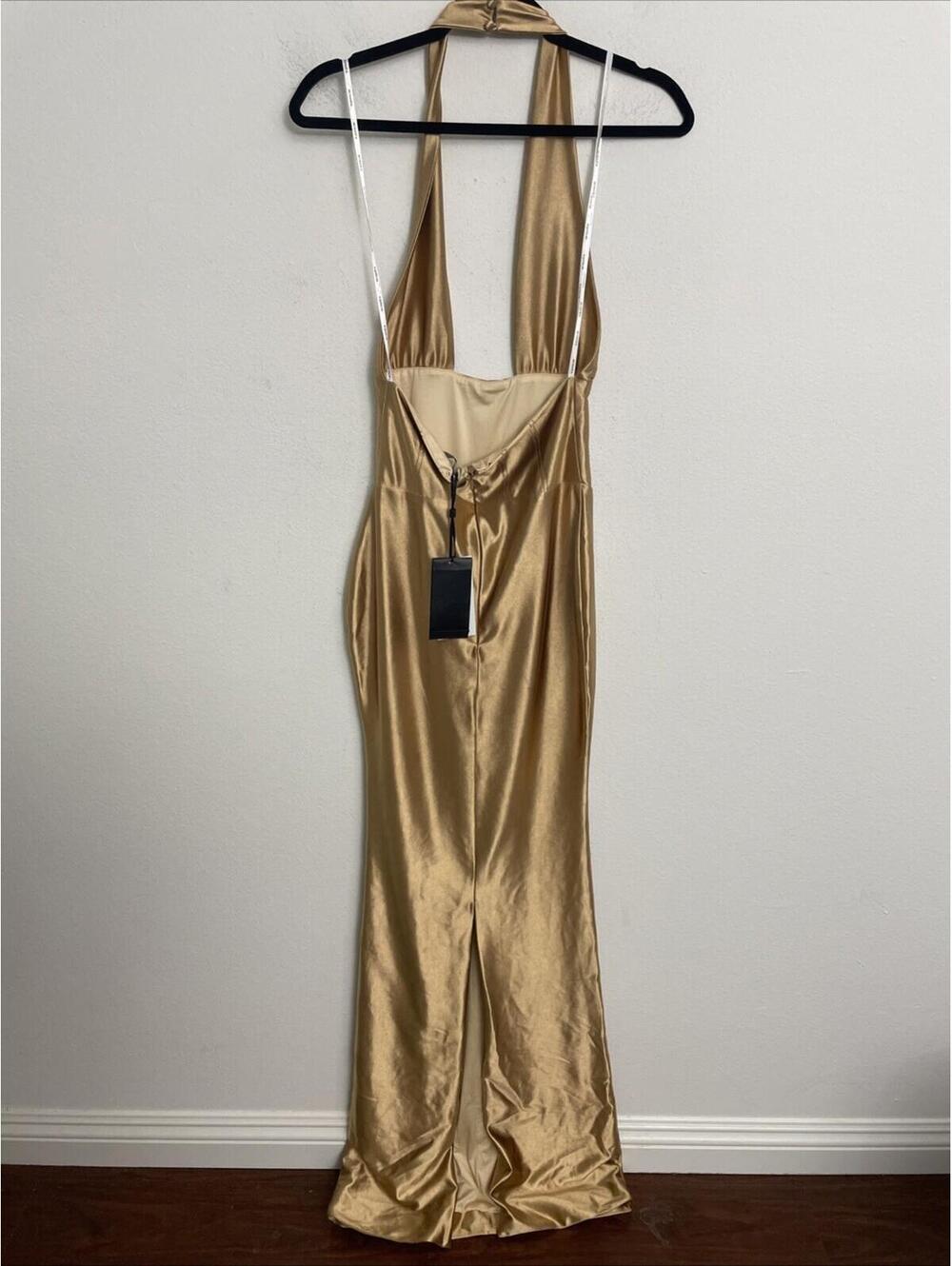 Retrofete Gold Metallic Halter Gown - Picture 3 of 12